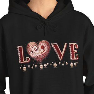 Love Hoodie Valentines or Mothers Day Black College Hoodie Sweatshirt